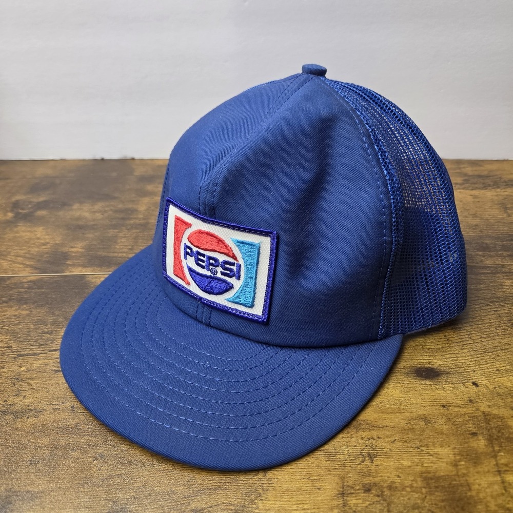 Vintage Pepsi Cola Mesh Trucker Hat Snapback Cap Blue Cintas Made in USA - Picture 2 of 10